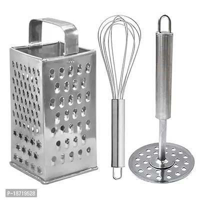 Oc9 Stainless Steel 8 in 1 Slicer/Grater  Egg Whisk/Egg Beater  Potato Masher/Pav Bhaji Masher for Kitchen