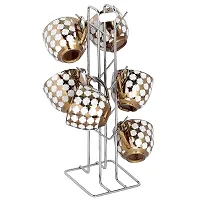 CR 18 Stainless Steel Tea/Coffee Cup Stand / Mug Stand for Kitchen Dining Holder Stand (12 Hooks)-thumb1