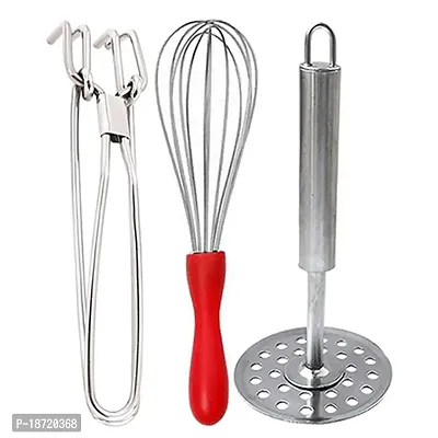 Oc9 Stainless Steel Utility Pakkad  Egg Whisk/Egg Beater  Potato Masher for Kitchen Tool Set (Design 17)