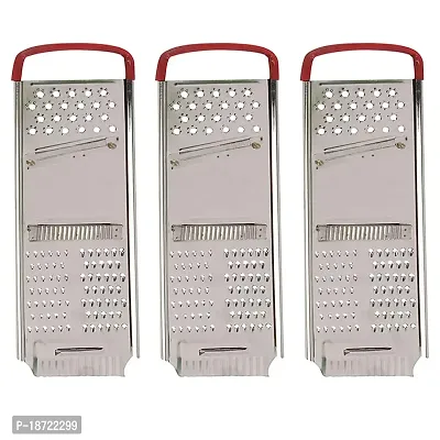 Oc9 Stainless Steel Potato Chipser / Slicer / Cheese Grater for Kitchen (Pack of 3)