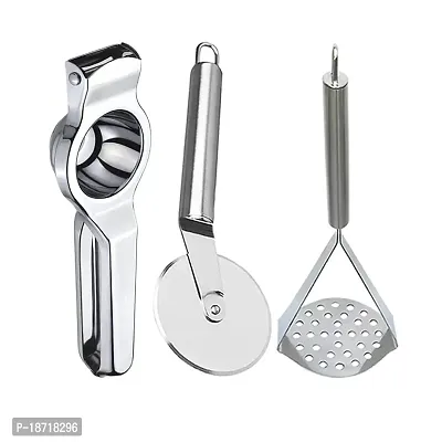 Oc9 Stainless Steel Lemon Squeezer  Pizza Cutter  Potato Masher for Kitchen Tool Set-thumb0