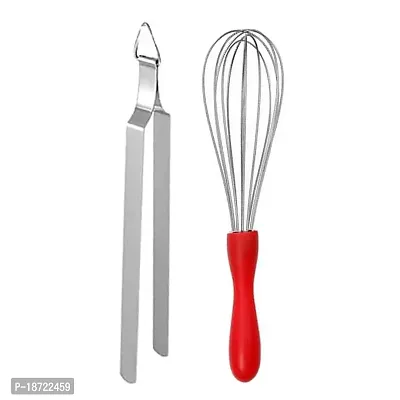 Oc9 Stainless Steel Egg Whisk/Egg Beater  Roti Chimta/Utility Tong for Kitchen-thumb0