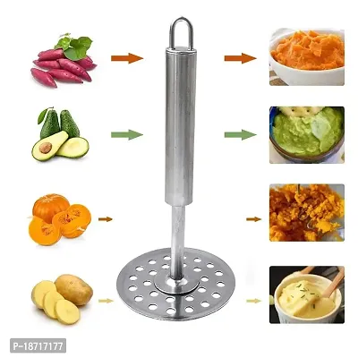 Oc9 Stainless Steel Wheel Pizza Cutter  2 Vegetable Masher/Pav Bhaji Masher/Potato Masher for Silver Kitchen Tool Set-thumb4