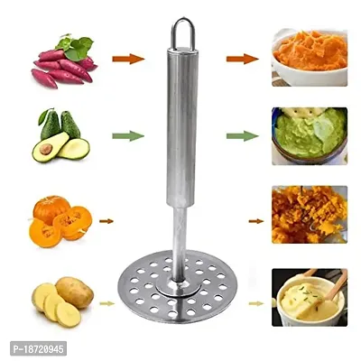 Oc9 Stainless Steel Wheel Pizza Cutter  Vegetable Masher / Pav Bhaji Masher / Potato Masher  Plastic Handle Whisk, Beater, Whisker for Kitchen-thumb2