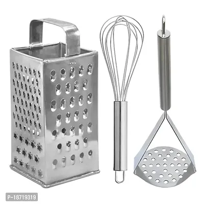 Oc9 Stainless Steel 8 in 1 Slicer/Grater  Egg Whisk/Egg Beater  Potato Masher/Pav Bhaji Masher for Kitchen