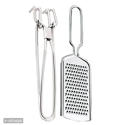 Oc9 Stainless Steel Cheese Grater/Coconut  Pakkad/Utility Tong for Kitchen Tool Set-thumb0