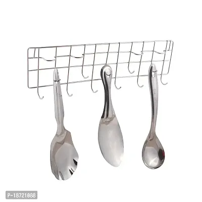 Oc9 Stainless Steel Wall Mounted Ladle Hook Rail (Pack of 2) for Kitchen Rack-thumb2