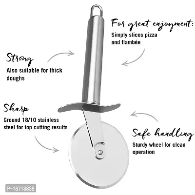 Oc9 Stainless Steel Wheel Pizza Cutter  2 Vegetable Masher/Pav Bhaji Masher/Potato Masher for Silver Kitchen Tool Set-thumb2