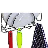 Oc9 Stainless Steel Plate Stand/Dish Rack Steel  Chakla Belan Stand  Hook Rail for Kitchen-thumb2