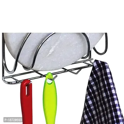 Oc9 Stainless Steel Plate Stand/Dish Rack Steel  Chakla Belan Stand  Hook Rail for Kitchen-thumb3