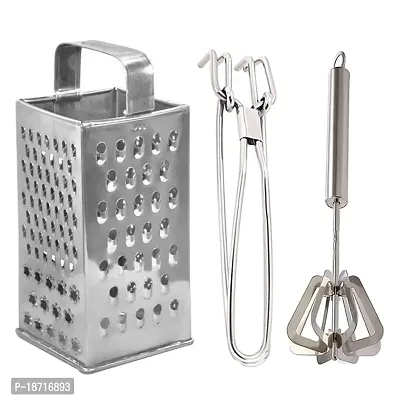 Oc9 Stainless Steel 8 in 1 Slicer/Grater  Utility Pakkad  Mathani/Hand Blender for Kitchen Tool