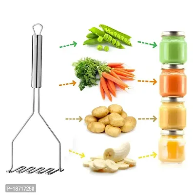 Oc9 Stainless Steel Hand Blender, Mathani, Ravai  2 Vegetable Masher/Pav Bhaji Masher/Potato Masher Silver Kitchen Tool Set-thumb4