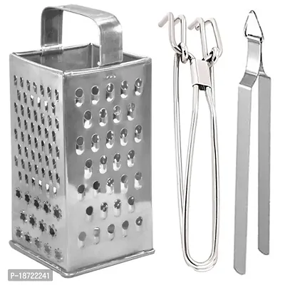 Oc9 Stainless Steel 8 in 1 Slicer/Grater  Utility Pakkad  Roti Chimta/Cooking Tong for Kitchen Tool Set