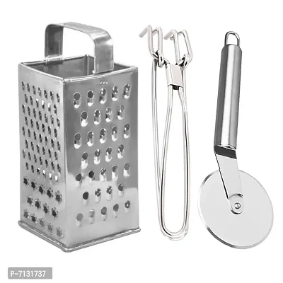 Oc9 Stainless Steel 4 in 1 Grater / Slicer  Pakkad  Pizza Cutter for Kitchen Tool Set