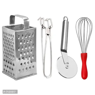 Oc9 Stainless Steel Grater  Pakkad  Pizza Cutter  Egg Whisk for Kitchen Tool Set