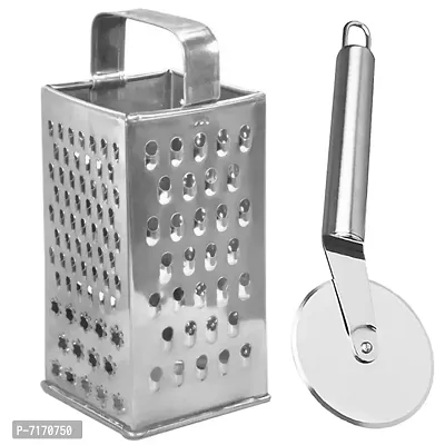 Oc9 Stainless Steel 4 in 1 Grater / Slicer  Pizza Cutter for Kitchen Tool Set-thumb0