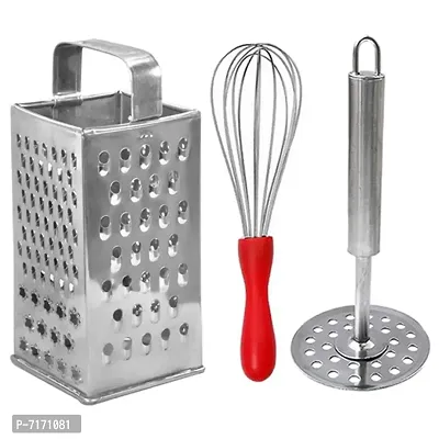 Oc9 Stainless Steel 4 in 1 Grater  Egg Whisk  Potato Masher for kitchen Tool Set