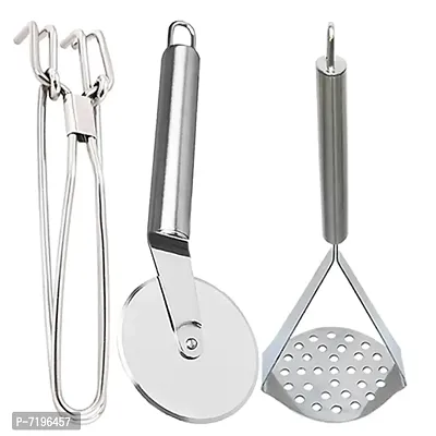 Oc9 Stainless Steel Pakkad  Pizza Cutter  Potato Masher for Kitchen Tool Set-thumb0