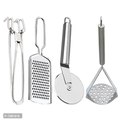 Oc9 Stainless Steel Pakkad  Grater  Pizza Cutter  Potato Masher for Kitchen Tool Set