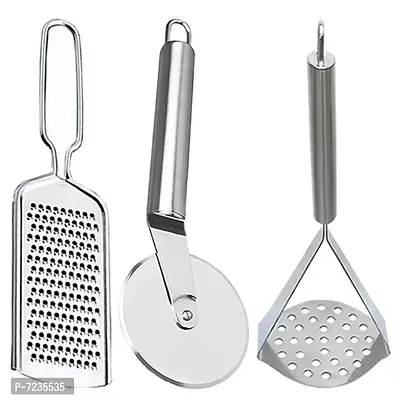 Oc9 Stainless Steel Grater  Pizza Cutter  Potato Masher for Kitchen Tool Set