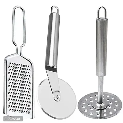 Oc9 Stainless Steel Grater  Pizza Cutter  Potato Masher for Kitchen Tool Set