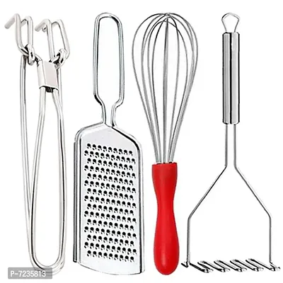 Oc9 Stainless Steel Pakkad Steel  Grater  Egg Whisk  Potato Masher for Kitchen Tool Set-thumb0