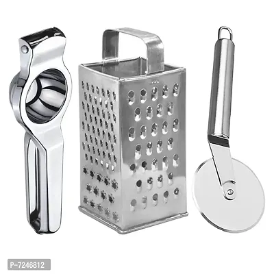 Oc9 Stainless Steel Lemon Squeezer  Grater  Pizza Cutter for Kitchen Tool Set-thumb0