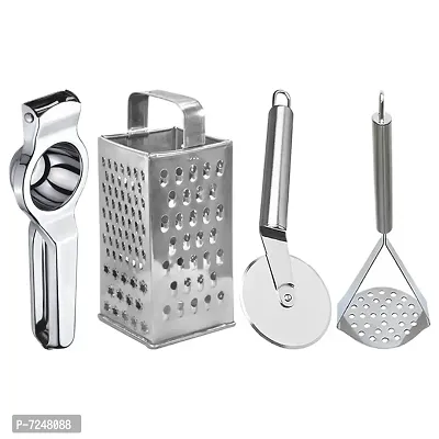 Stainless Steel Lemon Squeezer Grater Pizza Cutter Potato Masher For Kitchen Tool Set-thumb0