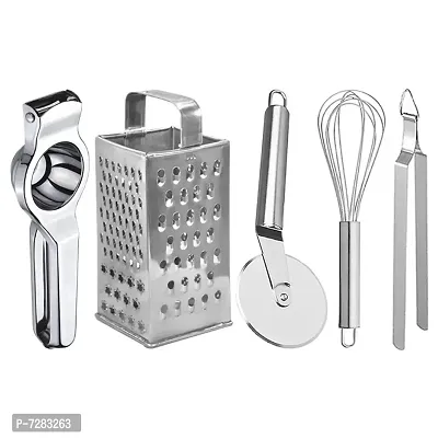 Oc9 Stainless Steel Lemon Squeezer  Grater  Pizza Cutter  Egg Whisk for Kitchen Tool Set