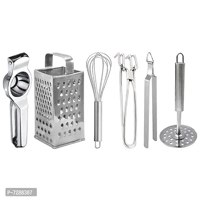 Stainless Steel Lemon Squeezer Grater Egg Whisk Pakkad Roti Chimta Potato Masher For Kitchen Tool Set-thumb0