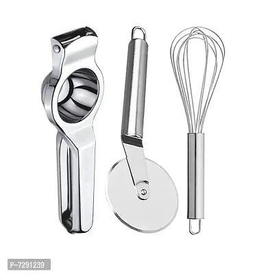 Stainless Steel Lemon Squeezer Pizza Cutter Egg Whisk For Kitchen Tool Set