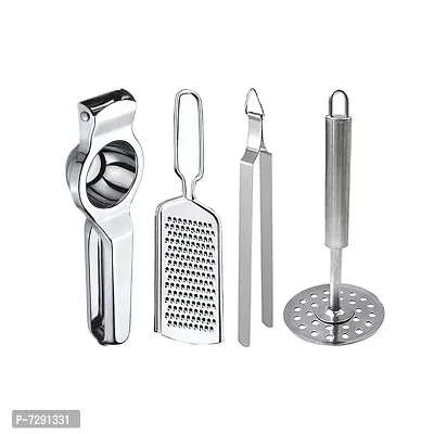 Stainless Steel Lemon Squeezer Grater Roti Chimta Potato Masher For Kitchen Tool Set