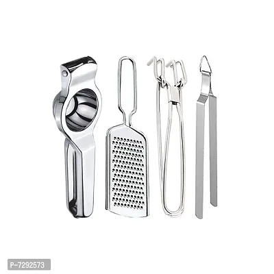 Oc9 Stainless Steel Lemon Squeezer  Grater  Pakkad  Roti Chimta for Kitchen Tool Set