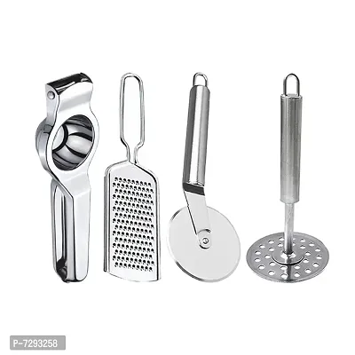 Stainless Steel Lemon Squeezer Grater Pizza Cutter Potato Masher For Kitchen Tool Set-thumb0