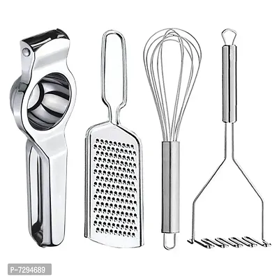 Stainless Steel Lemon Squeezer  Grater  Egg Whisk  Potato Masher for Kitchen Tool Set