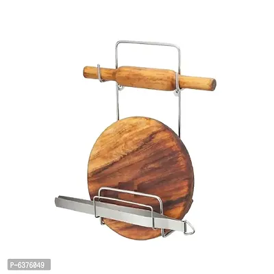 Useful Stainless Steel Plate Stand / Dish Rack Steel And Chakla Belan Stand And Ladle Hook Rail / Wall Mounted Ladle Stand For Kitchen-thumb2