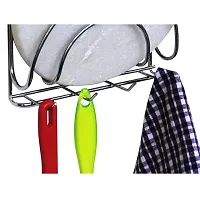 Useful Stainless Steel Plate Stand Dish Rack Steel And Chakla Belan Stand With Hook And Ladle Hook Rail Wall Mounted Ladle Stand For Kitchen-thumb3