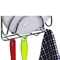 Useful Stainless Steel Plate Stand / Dish Rack Steel-Pack of 2 And Chakla Belan Stand With Hook For Kitchen-thumb1