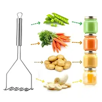 Useful Stainless Steel Kitchen Tools - Set of 7 , 3 Potato Masher, 1 Roti Chimta, 1 Whisk, 1 Pizza Cutter, 1 Grater-thumb4