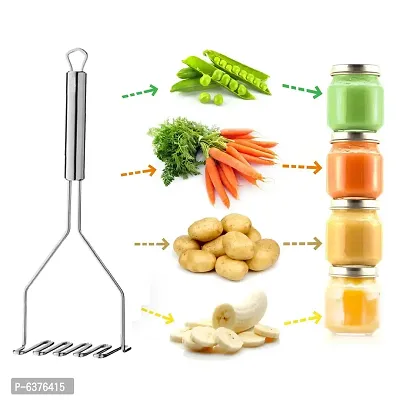 Useful Stainless Steel Kitchen Tools - Set of 7 , 3 Potato Masher, 1 Roti Chimta, 1 Whisk, 1 Pizza Cutter, 1 Grater-thumb5