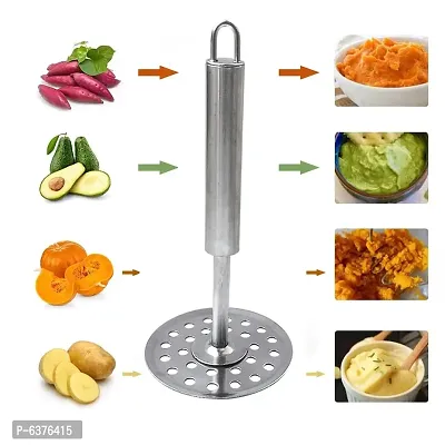 Useful Stainless Steel Kitchen Tools - Set of 7 , 3 Potato Masher, 1 Roti Chimta, 1 Whisk, 1 Pizza Cutter, 1 Grater-thumb4