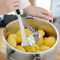 Useful Stainless Steel Kitchen Tools - Set of 7 , 3 Potato Masher, 1 Roti Chimta, 1 Whisk, 1 Pizza Cutter, 1 Grater-thumb1