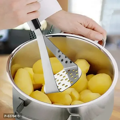 Useful Stainless Steel Kitchen Tools - Set of 7 , 3 Potato Masher, 1 Roti Chimta, 1 Whisk, 1 Pizza Cutter, 1 Grater-thumb2