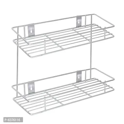 Useful Stainless Steel Corner Shelf / Wall Mounted Rack / Corner Shelf Living Room 9x9x12 Inch Silver-thumb0
