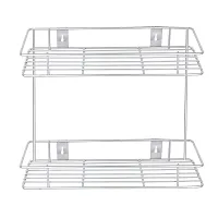 Useful Stainless Steel Corner Shelf / Wall Mounted Rack / Corner Shelf Living Room 9x9x12 Inch Silver-thumb1