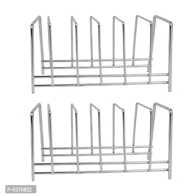 Useful Stainless Steel Plate Stand Dish Rack Steel For Kitchen Pack Of 2-thumb0