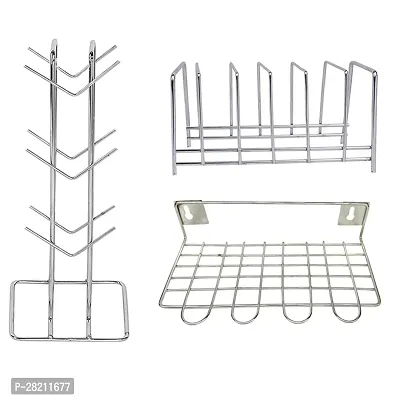 Modern Stainless Steel Kitchen Stand Pack of 3-thumb0