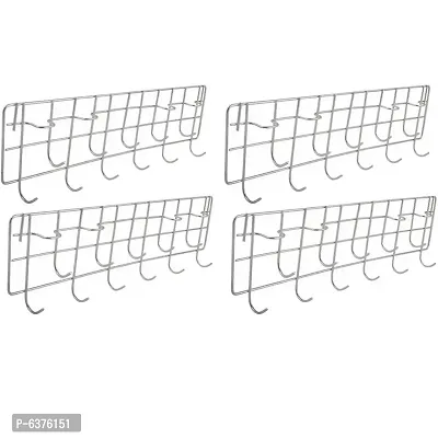 Useful Stainless Steel Plate Stand / Dish Rack Steel (Pack of 4) And Ladle Hook Rail / Wall Mounted Ladle Stand For Kitchen-thumb5