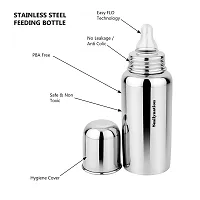 Smilynation Baby 304 Grade Stainless Steel Feeding Bottle 250ml with Silicone Nipple.-thumb1