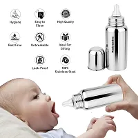 Smilynation Baby 304 Grade Stainless Steel Feeding Bottle 250ml with Silicone Nipple.-thumb3